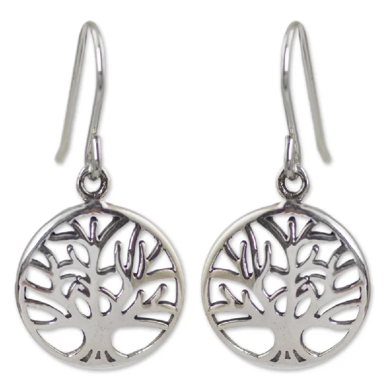 Ash sprig earrings-Handmade Sterling Silver 'Living Forest' Earrings (Thailand)