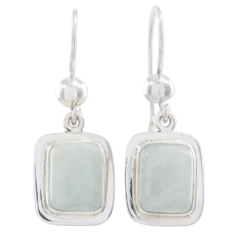 Tide pebble earrings-Handmade Sterling Silver 'Maya Mint' Jade Earrings (Guatemala) - Mint