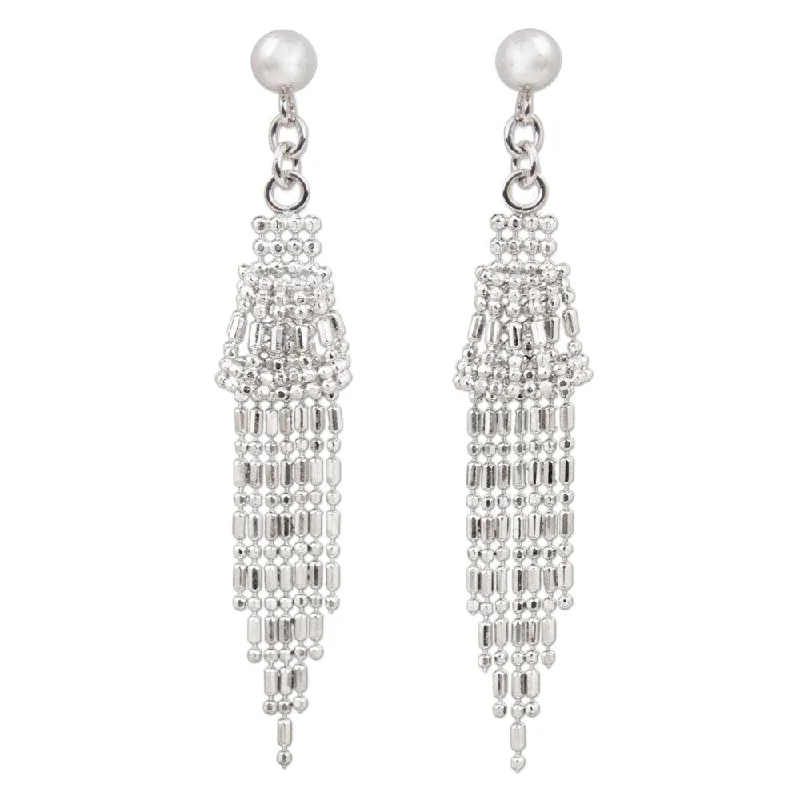 Coral branch earrings-Handmade Sterling Silver 'Raining Bells' Earrings (Thailand) - 2L*0.4W