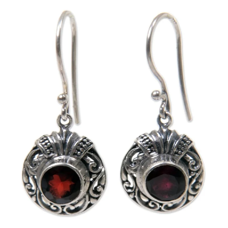 Gleam druzy earrings-Handmade Sterling Silver Scarlet Ladybug Garnet Earrings (Indonesia) - Red - 1.2*0.5