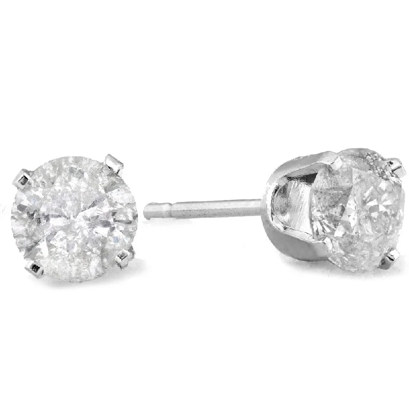 Streaked stone earrings-IGI Certified 1 1/4 cttw Diamond Studs 14K White Gold Earrings