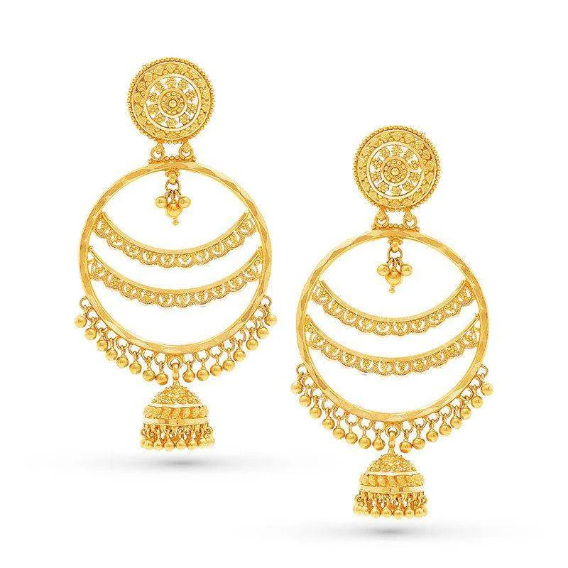 Zenith stud earrings-Lunar Jhumka Elegance Earrings in 22k Gold