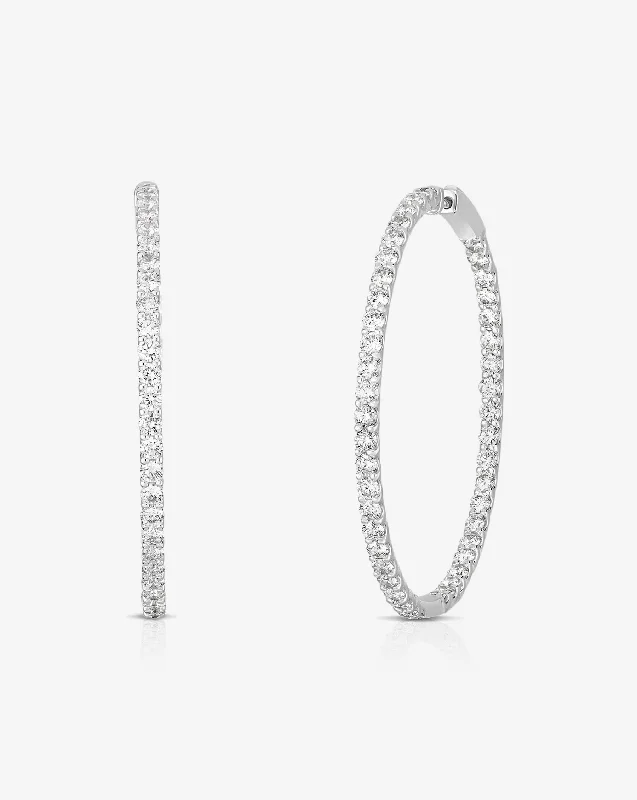 Wavy stripe earrings-Luxe Diamond Hoops