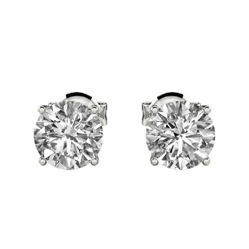 Coarse grain earrings-Men's Silver Classic Diamond Stud Earrings