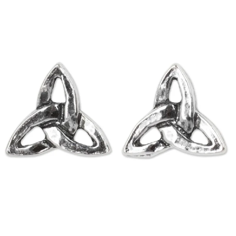 Inset groove earrings-NOVICA Handmade Sterling Silver Celtic Trinity Earrings (Thailand) - 0.3*0.3