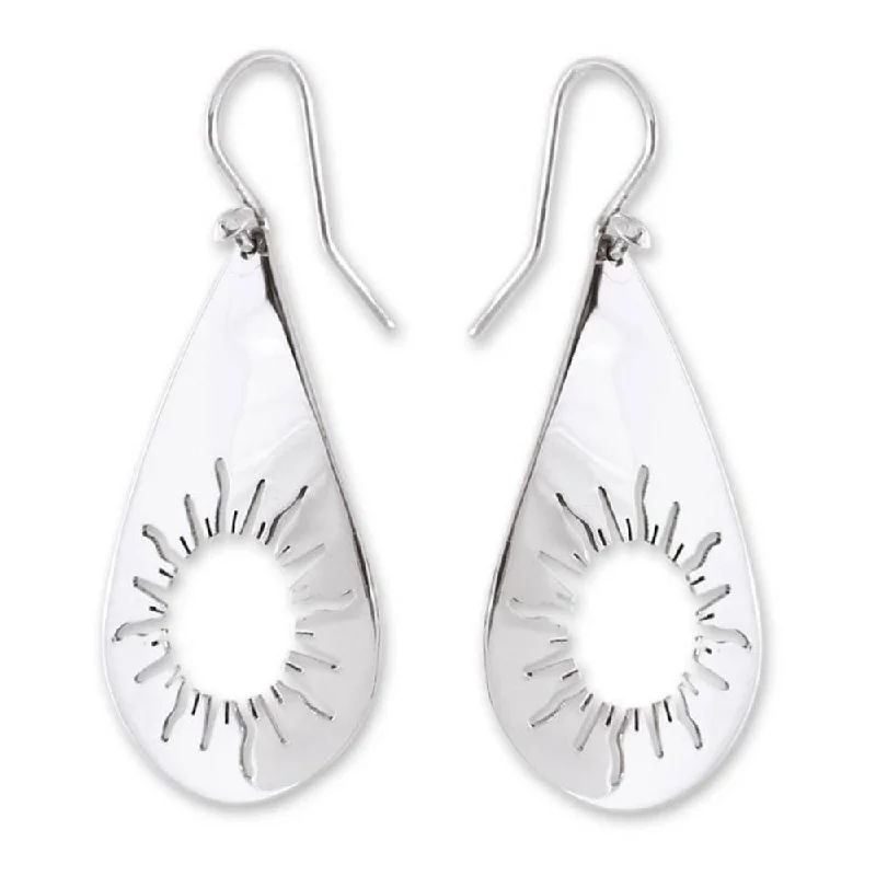 Parsley leaf earrings-NOVICA Handmade Sterling Silver 'Sun Drops' Earrings (Mexico)