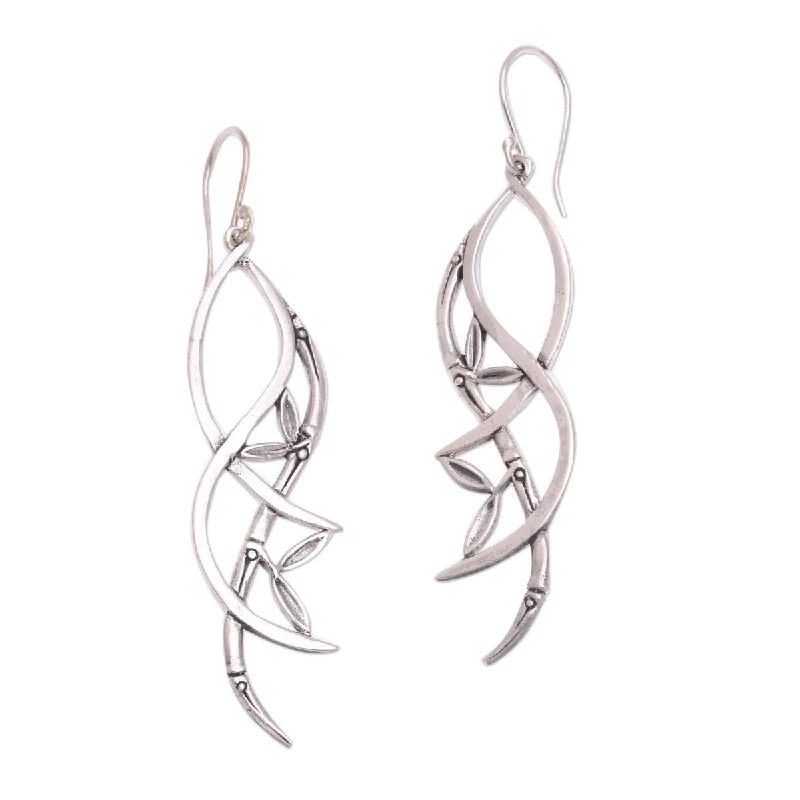 Faint dye earrings-NOVICA Harmony Branches, Sterling silver dangle earrings - 2.6*0.6