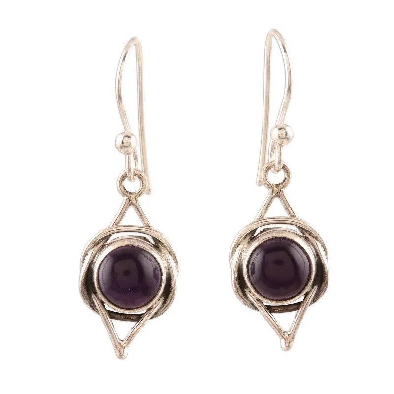 Parsley leaf earrings-NOVICA Intricate Twirl in Purple, Amethyst dangle earrings - 1.2*0.4