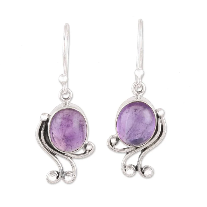 Molten alloy earrings-NOVICA Pleasing Violet, Amethyst dangle earrings - 1.5L*0.6W