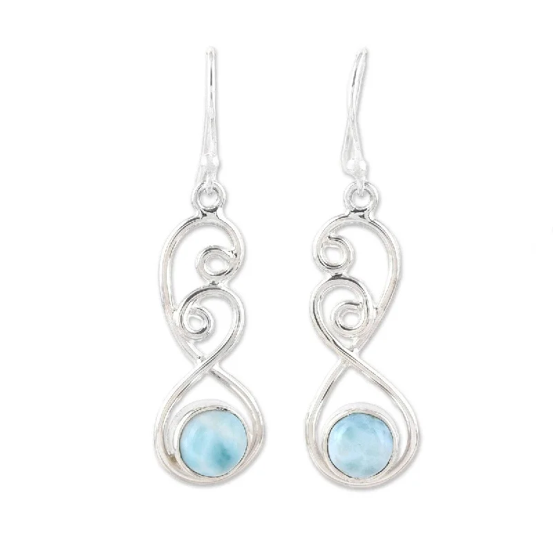 Fused grain earrings-NOVICA Sky Swirl, Larimar dangle earrings - 1.8*0.4