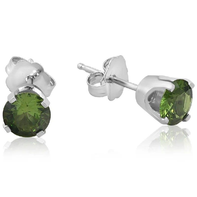 Frosted quartz earrings-Peridot Studs 14K White Gold 4mm 1/2ct TDW