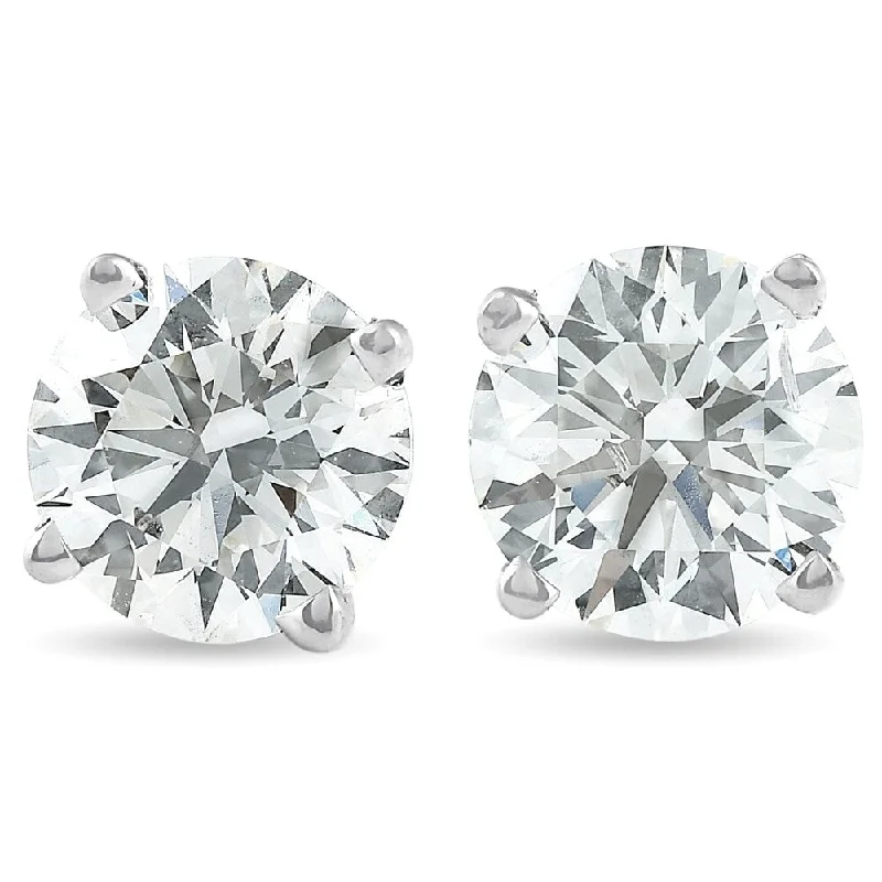 Muted check earrings-Pompeii3 14k White Gold 1 1/2 ct TDW Diamond Studs Screw Back Lab Grown Eco Friendly (I,VS)