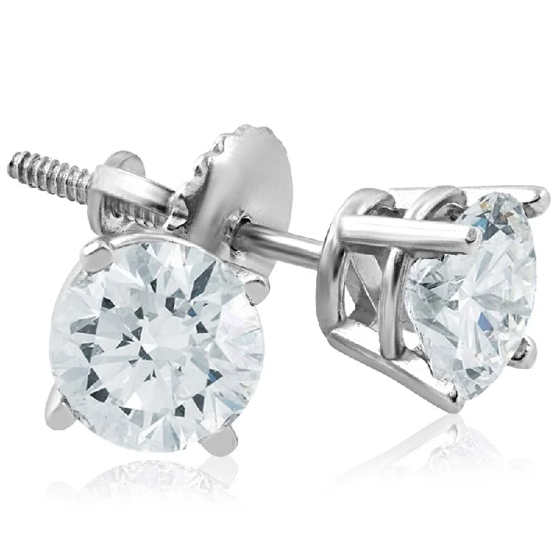 Fossil fragment earrings-Pompeii3 14k White Gold 1 ct TDW Diamond Clarity Enhanced Screw Back Studs (G-H,SI1-SI2)