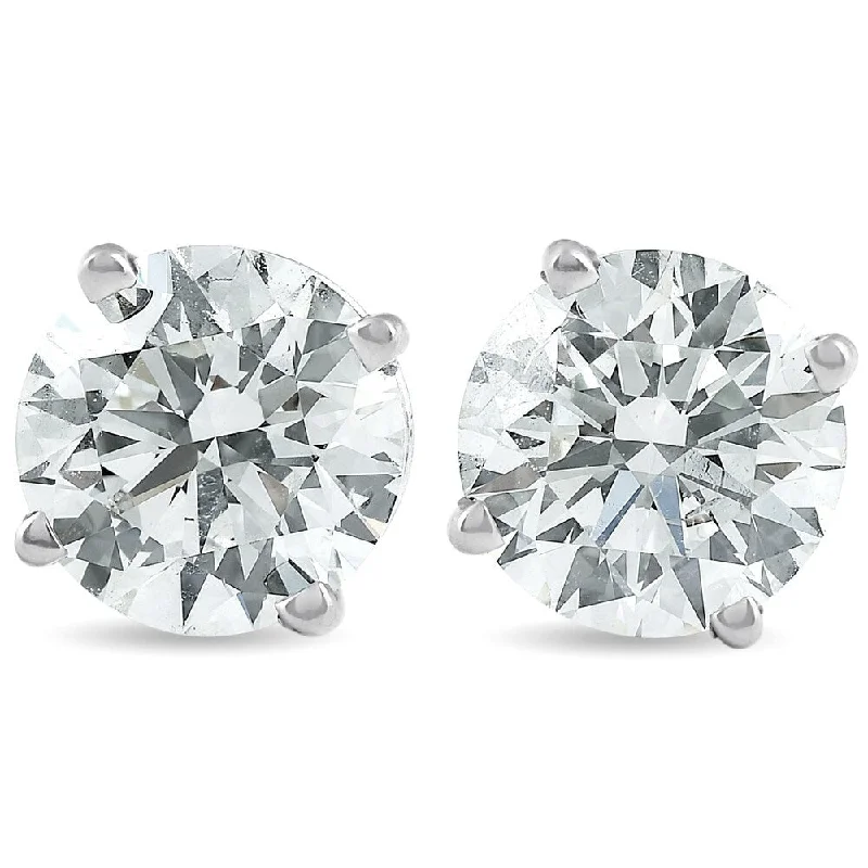 Nature print earrings-Pompeii3 14k White Gold 2ct TDW Lab Grown Diamond Studs