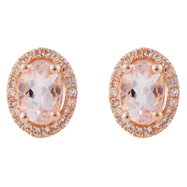 Classic flair earrings-Rose Gold over Silver 1 1/2ct Morganite Studs Earring