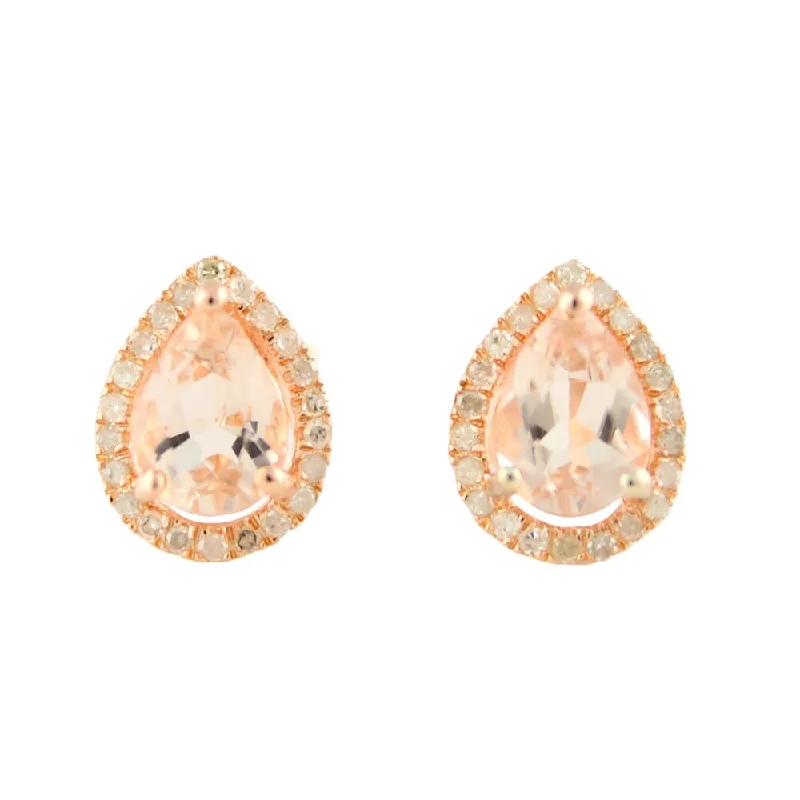 Five-knot earrings-Rose Gold over Silver Morganite and 1/6ct TDW Diamond Stud Earrings