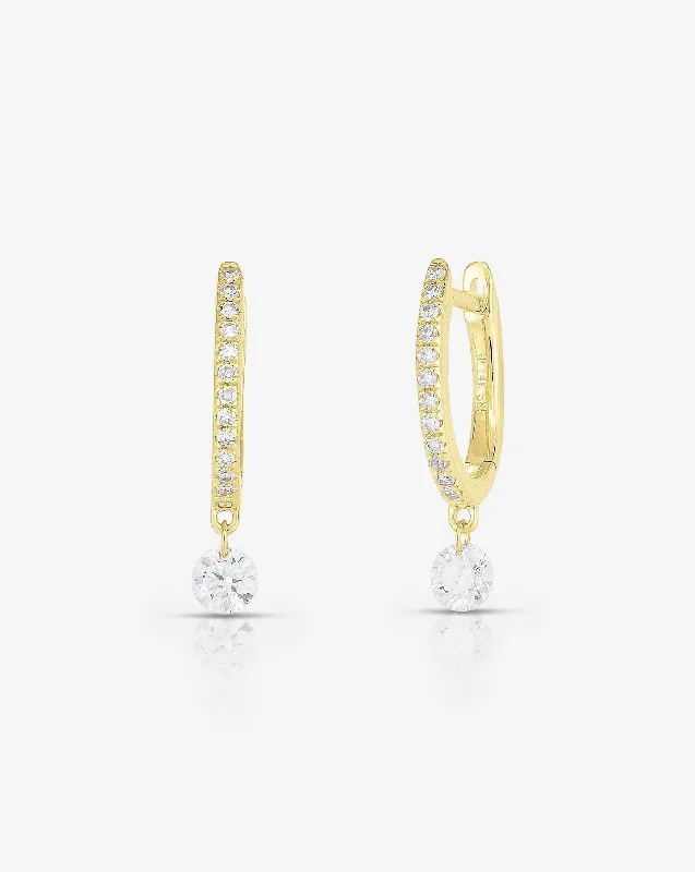 Tulip cluster earrings-Pavé + Round Diamond Drop Huggies