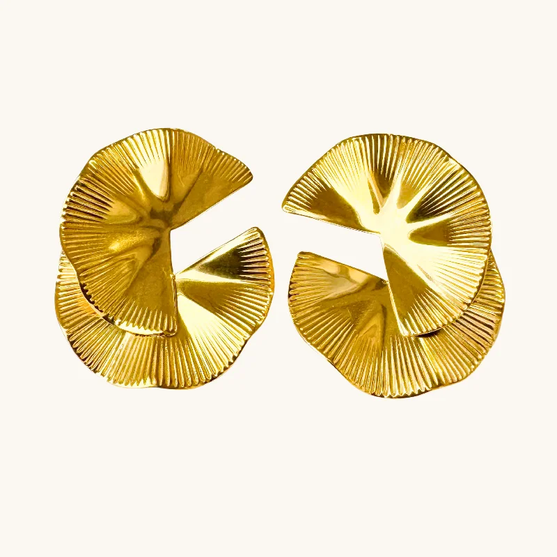 Sarmatian stud earrings-Ruffled Fan Statement Earrings