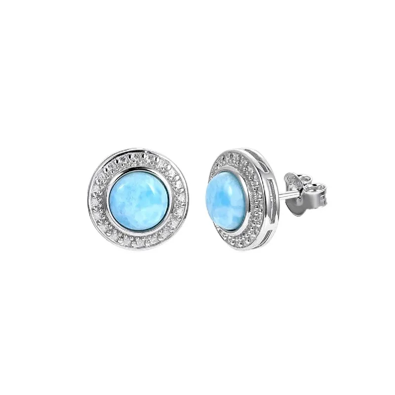 Braided weave earrings-Sky Blue Larimar & Sterling Silver Stud Earrings