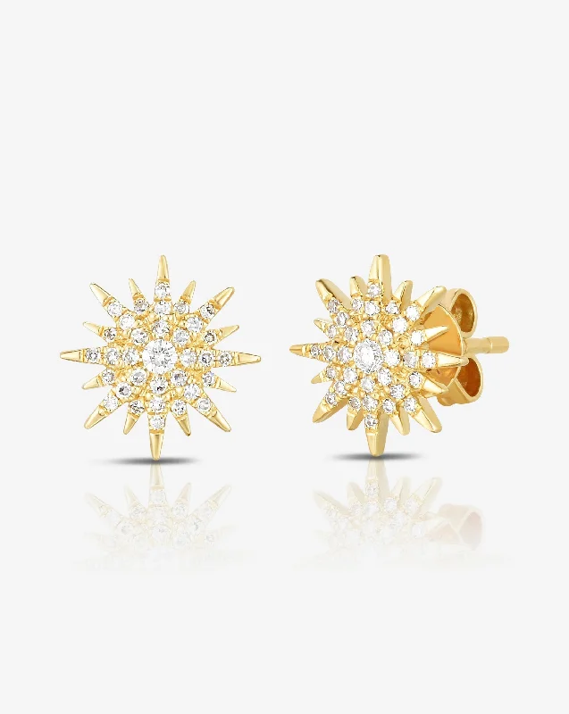 Five-knot earrings-Starburst Diamond Studs