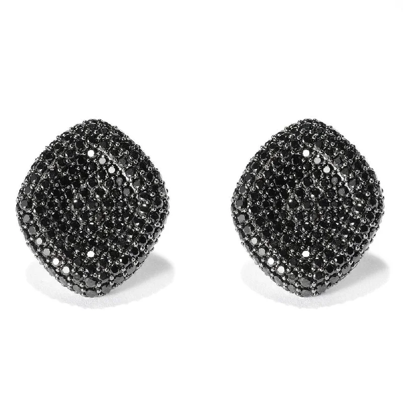 Brook pebble earrings-Sterling Silver 11 2/3ct Black Spinel Stud Earrings