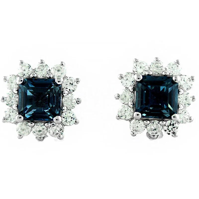 Locked band earrings-Sterling Silver 4 5/8ct London Topaz Stud Earrings