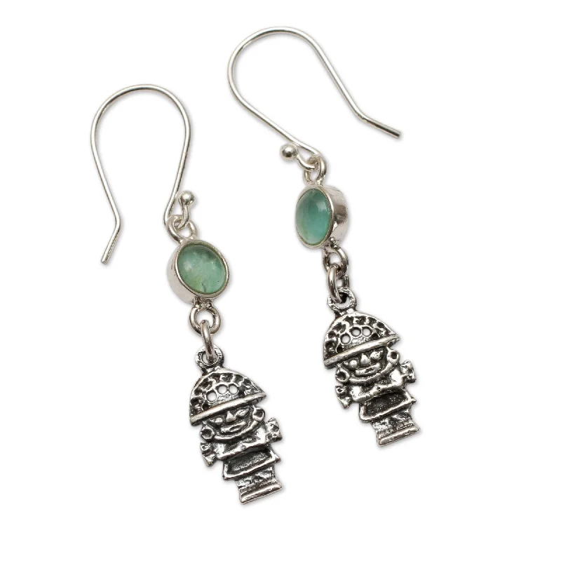 Baroque bend earrings-Sterling Silver 'Inca Tumi' Opal Earrings (Peru)