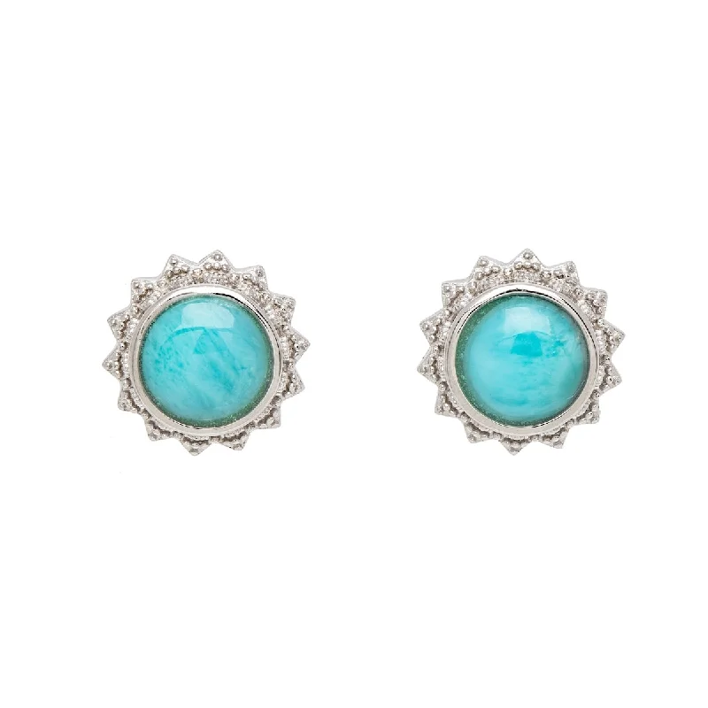 Flicker spark earrings-Sterling Silver & Larimar Stud Earrings