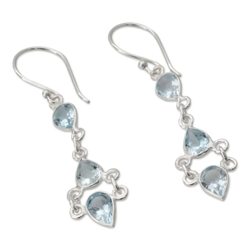 Onyx spike earrings-Sterling Silver 'Mystic Wonder' Blue Topaz Earrings