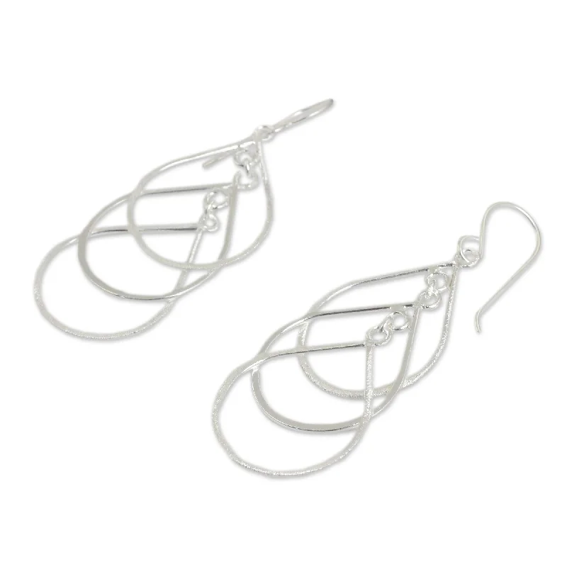 Vortex twist earrings-Sterling Silver Raindrops Earrings (Thailand)