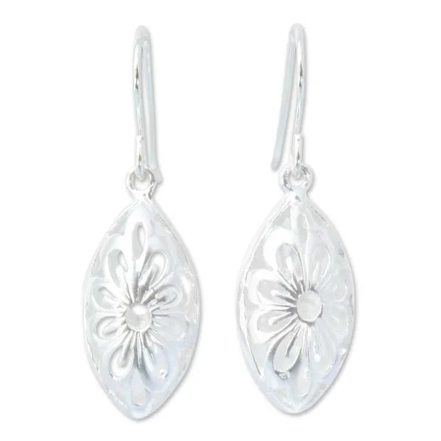 Worn edge earrings-Sterling Silver 'Rice Flower' Earrings (Thailand)