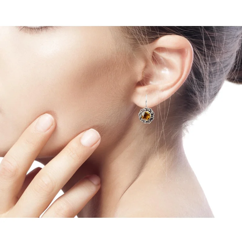 Classic flair earrings-Sterling Silver 'Singaraja Sunflower Yellow' Citrine Earrings (Indonesia) - 0.9*0.5