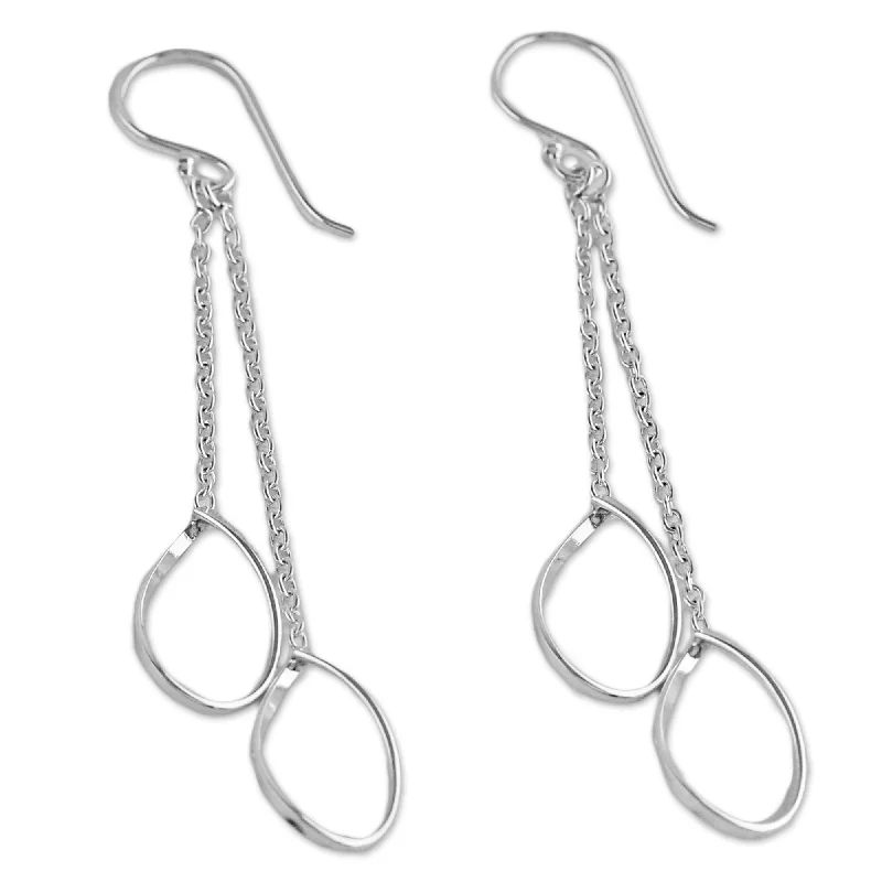 Edwardian flair earrings-Sterling Silver 'Stirrups' Earrings - 2.5L*0.4W