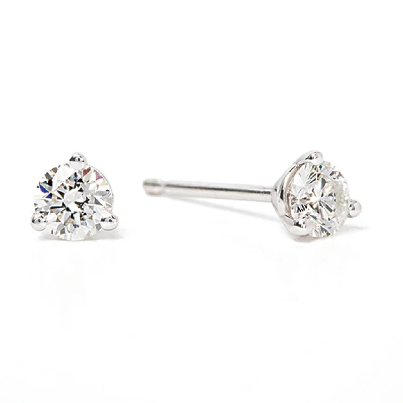 Willow wrap earrings-Bremer Jewelry 1/3ctw Round Solitaire/Stud Diamond Earrings in 14K White Gold (0.33ctw)