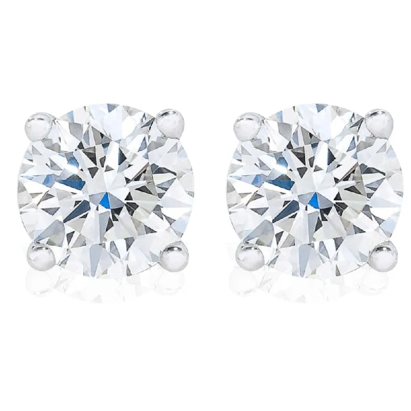 Wave ridge earrings-VS 2 1/3Ct Lab Grown Diamond Screwback Studs in White or Yellow Gold