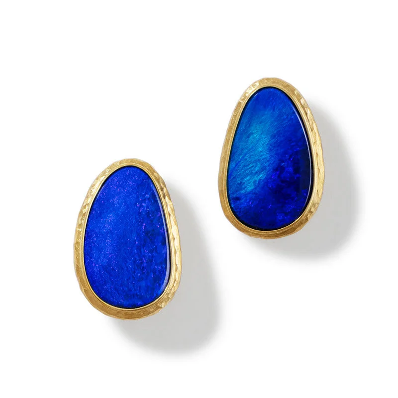 Charred timber earrings-Women's Australian Opal Stud Earrings